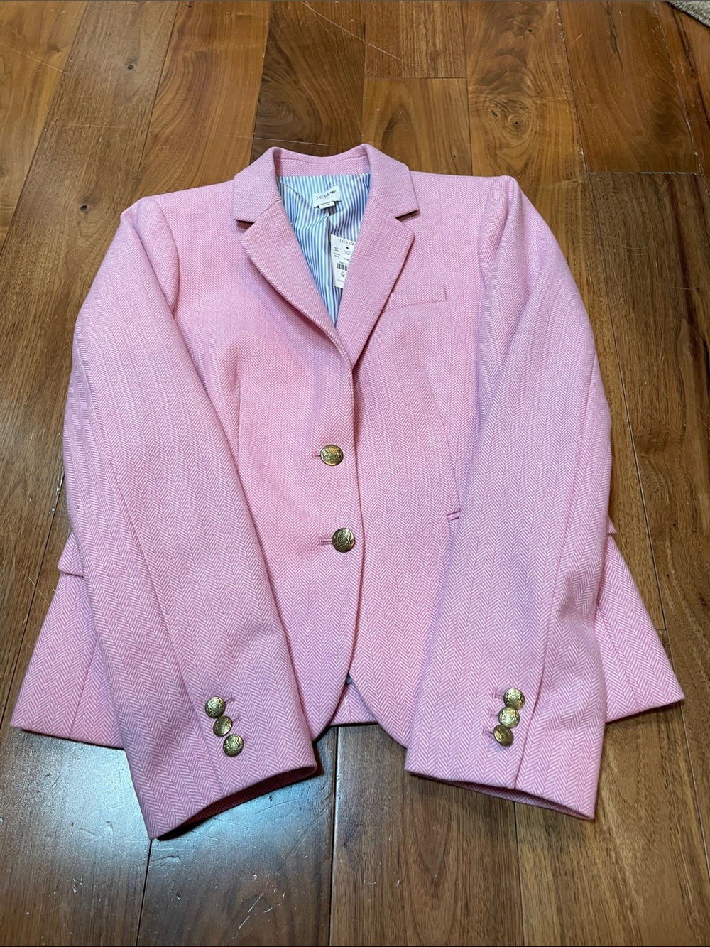 J. Crew Factory Schoolboy Pink Tailored Blazer with Gold Buttons size 6 NWT - Picture 4 of 8